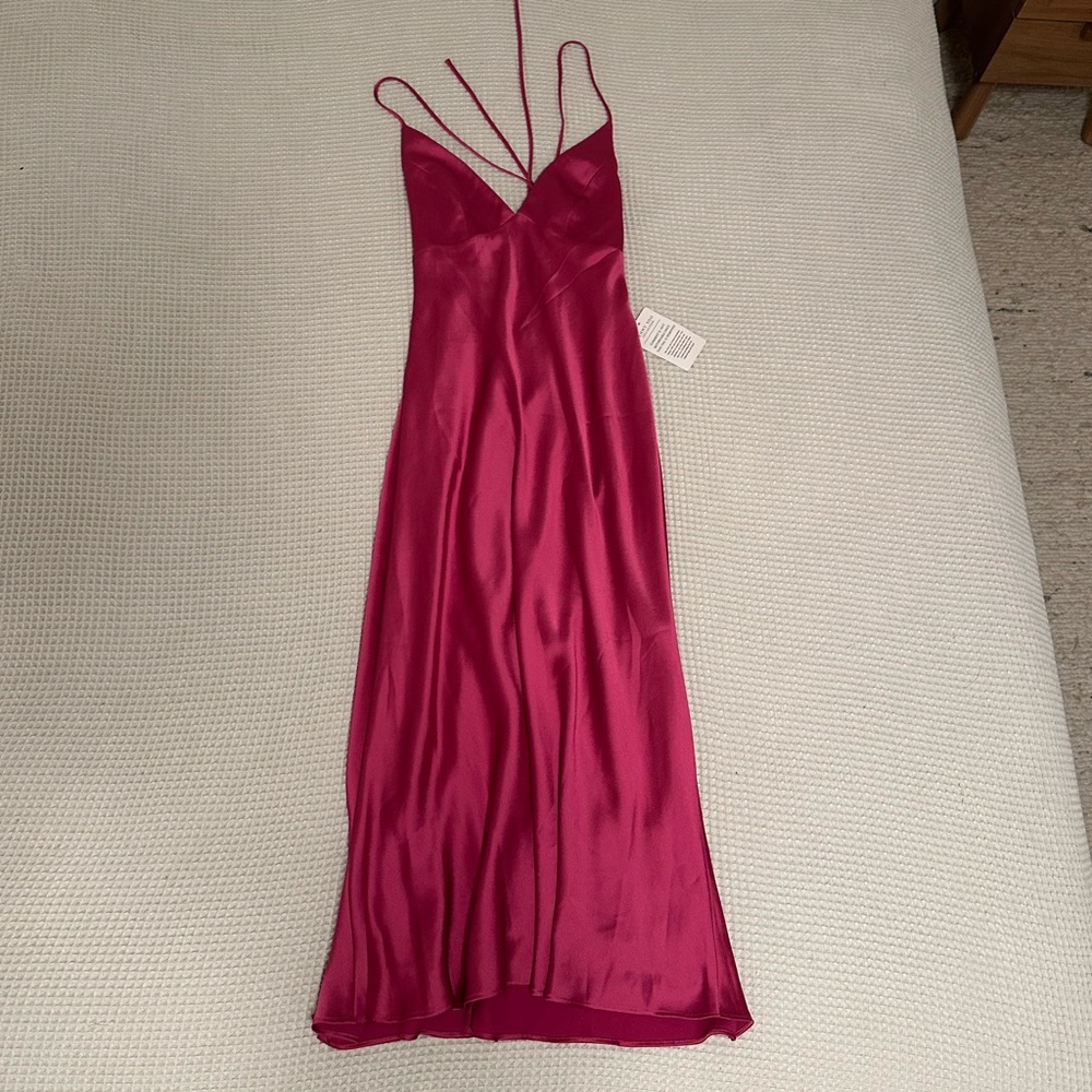Jenny Yoo NWT Bellini Slip Fuchsia Pink Dress Small Satin